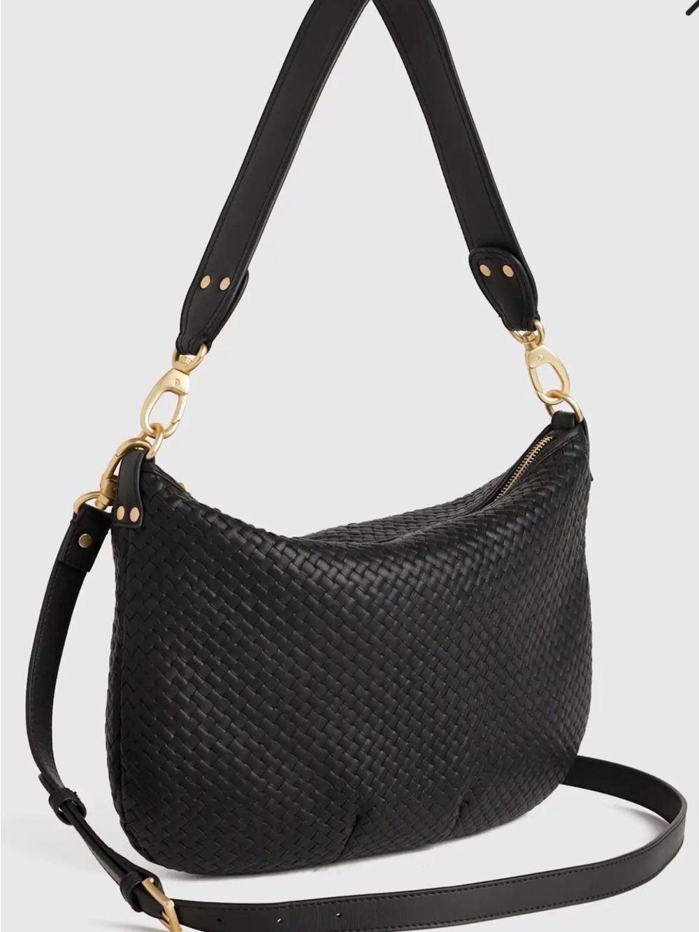 Quince Italian Leather Convertible Crescent Handwoven Shoulder Bag - Picture 3 of 7